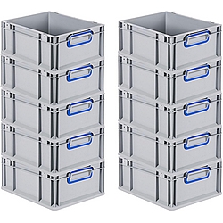 Eurobox 17x30x40cm, Griffe blau geschlossen, 10er Set