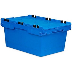 Mehrweg-Stapelbehälter mit Krokodildeckel Blau | HxBxT 29,9x41x61cm | 47 Liter