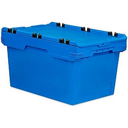 Mehrweg-Stapelbehälter mit Krokodildeckel Blau | HxBxT 34,9x41x61cm | 58 Liter
