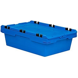 Mehrweg-Stapelbehälter mit Krokodildeckel Blau | HxBxT 19,9x41x61cm | 29 Liter