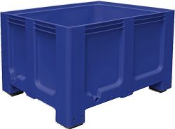 BRB Palettenbox, Industrieausführung, LxBxH 1200x1000x760 mm, Ausf. mit 4 Füßen, blau, lebensmittelecht 
