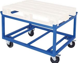 Fahrgestell f. Paletten und Behälter, hohe Ausführung, LxBxH 1220x820x775 mm, Tragkraft 500 kg. Rollrahmen für Europaletten und Behälter im Palettenformat.