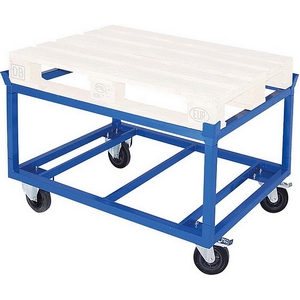 Fahrgestell f. Paletten und Behälter, hohe Ausführung, LxBxH 1220x820x775 mm, Tragkraft 500 kg. Rollrahmen für Europaletten und Behälter im Palettenformat.
