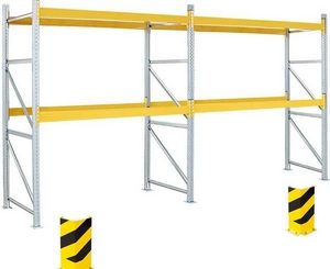 BRB Palettenregal für 18 Europaletten, 2 Felder, BxTxH 5710x1100x3000 mm, Tragkraft 2600 kg/Regalebene, Feldlast 5200 kg - inkl. Anfahrschutz