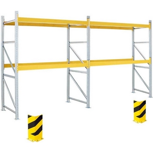 BRB Palettenregal für 18 Europaletten, 2 Felder, BxTxH 5710x1100x3000 mm, Tragkraft 2600 kg/Regalebene, Feldlast 5200 kg - inkl. Anfahrschutz