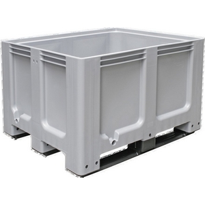 Palettenbox mit 3 Kufen, LxBxH 1200x1000x760 mm, geschlossen, PE-HD, lebensmittelecht. in 4 Farben lieferbar.